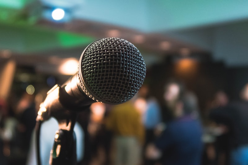 Presenting on a stage at demo day