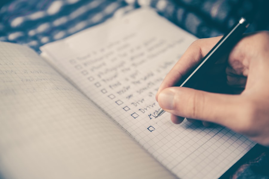 Planning notes on a desk